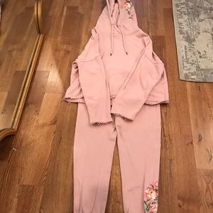 Betsy Johnson embroiders blush jogger set